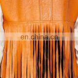 2015 New Style Sleeveless Tassels Women PU Leather Jacket thumbnail-5