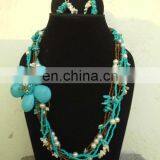 Pearl & Coral Beaded Fashion Necklace thumbnail-1