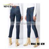 Blue Sweeping Racer Custom Skinny Jeans Women Latest Design Denim Jeans Pants thumbnail-1
