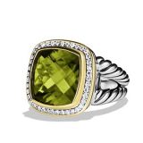 Sterling Silver Jewelry 14mm Albion Ring with Olive Quartz(R-093)