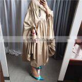 TWOTWINSTYLE Korean Cloak Dress For Women O Neck Batwing Long Sleeve Loose Asymmetric Maxi Dresses Female thumbnail-4