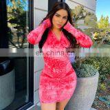 LAITE D2062 2020 New Arrivals Women Tie Dye Casual Dresses Ladies Long Sleeve Mini Sexy Dresses Women Dresses thumbnail-2
