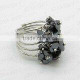 Silver Color Hematite Chip Stone Wrap Rings thumbnail-1