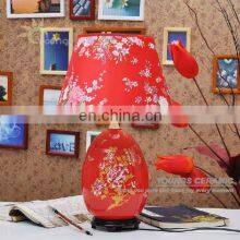 Delicate Chinese Ceramic Porcelain Red Hotel Bedside Table Lamps thumbnail-2