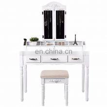 Three Mirrored Simple Dressing Table 7 Drawers 6 Organizers Dresser Makeup Table thumbnail-3