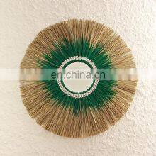 Wholesale Green Natural Seagrass Boho Mirror Decorative Wall Mirror Decor Art Decor Manufacturer Vietnam Supplier thumbnail-1