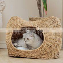 Hot Sale Handcrafted Rattan Wicker Cat Bed With Cushion and Portable Eco - Friendly Cat House Wholesale Made in Vietnam thumbnail-2