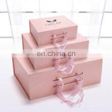 High Quality Custom Luxury Rigid Cardboard Packaging Magnetic Folding Paper Wedding Dress Gift Box With Ribbon Closure