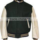 Superb Genuine Leather Sleeve Letterman College Varsity wool jacket