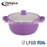 Aluminum Dia-cast Ceramic Soup Pan With Purple Silicone Protector QD-DC1366 thumbnail-1