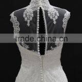High Neckline French Lace Collar With Buttons Mermaid Wedding Dress thumbnail-4