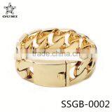 Wholesale Stainless Steel Mens 31mm Heavy Thick Gold Chunky Curb Chain Bracelet