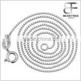 925 Sterling Silver Box Link Chain Necklace 0.65mm/0.8mm/1mm/1.5mm Width thumbnail-1