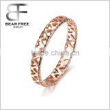 Fashion Women Rose Gold Plated 316L Stainless Steel High Polished Camellia Pierced Ring thumbnail-1