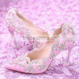 OW22 Beautiful Diamond Crystal Decor Evening High-heeled Party Wear Dress Shoes for Women thumbnail-2