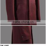 Wine Red British Style Fleece Jacket Men Wool Cashmere Jacket Winter Cashmere Wool Coat Overcoat thumbnail-3