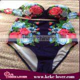 T1164 New Fashion and Good Quality Women Sexy Beach Wear High Waist Swimwear 2015 New Style Printed Sexy Bikini Sets thumbnail-1