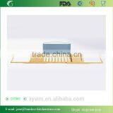 DT003 Bamboo Bathtub Caddy Tray With Extending Sides and Bath Table Shelf Holds Tablet Book Phone and a Glass of Wine thumbnail-2