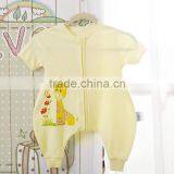 100% Cotton Baby Short Sleeve Sleeping Bag for Spring and Summer Fall Yellow Style thumbnail-1