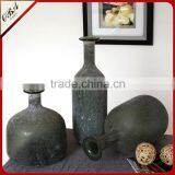OUBOAO Unique Design Handmade Retro Style Smoke Gray Matte Glass Flower Vase thumbnail-2