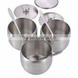 3 Pieces Stainless Steel Condiment Container Set With Rack thumbnail-3