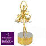 24K Gold Plated Ballet Music Box With Crystals From Swarovski thumbnail-1