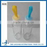 Cheap Clear Glass Water Traveling Bottle With Handle and Metal Lid thumbnail-2