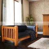Teak Bench Natural Primitive With Leather Cushion thumbnail-1