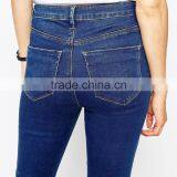 Dark Blue Skinny Plain Custom Your Own Brand High Waist Jeans Women thumbnail-3