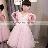 2017 New Style Girls Fancy Dress Embroidery Fabric Pink Kids Party Dress thumbnail-4