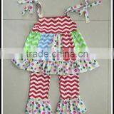 2016 Easter Outfits Girls Polka Dots Color Eggs Straps Dress Set Cute Easter Clothing Toddler Girl Outfits Hot Sale Spring Sets thumbnail-3