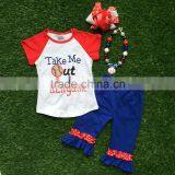 Kids Baseball Season Clothes Girls TAKE ME OUT TO HTE BALLGAME Clothing Girls Boutique Outfits With Accessories thumbnail-1