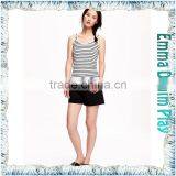 New Fashion Girl's Fitted Black White Striped Cotton Slinglet Tank Tops thumbnail-1