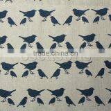 Burlap Fabric Deep Blue Bird Pattern 160cm x 100cm,1M thumbnail-1