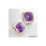 Sell DY 18K Gold Sterling Silver With Amethyst Earrings thumbnail-1