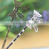 Silver Antique Bronze Filigree Bow Hair Clasp Bobby Pins thumbnail-1