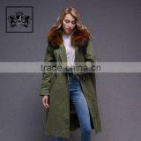 2017 Women Long Sleeve Winter Real Raccoon Fur Collar Real Rabbit Fur Lined Parka With Embroidery thumbnail-5