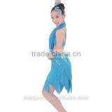 Black Fringe Salsa Competition Dress Hang Neck Girls Latin Dance Wear thumbnail-3