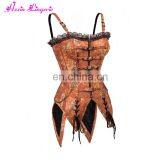 Wish Best Sale Orange Overbust Lace up Bustiers Steel Boned Corset Shaper