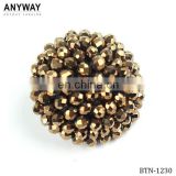 Gold Metalized Beads Covered Button for Fashion Coat