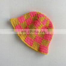 Hot Sale Crochet Checkered Bucket Hat, Cotton Bucket Hat Vietnam Supplier Cheap Wholesale thumbnail-3