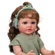 In Stock 22 Inches Cute Girl Reborn Doll Full Body Soft Vinyl Simulation Baby Doll One Piece thumbnail-3