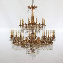 Modern Hotel Copper Luxury Hanging Lights Gold Brass Large Crystal Chandelier thumbnail-2