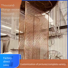 Customized Metal Decorative Mesh for Ceiling Suspension, Square-hole Stainless Steel Mesh, Rhombic-hole Mesh, Flat Steel Wire Mesh for Ceiling and Curtain Wall thumbnail-2