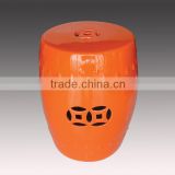 High quality chinese orange color glaze porcelain garden stool seat