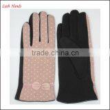 Ladies Dotty Micro Velvet Gloves With Bow for Wholesale thumbnail-5