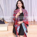 Wide Square Jacquard Peacock Stole Shawl Scarf thumbnail-2