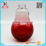 Fashionable rose red color lamp bulb glass beverage/ juice bottle 200ml
