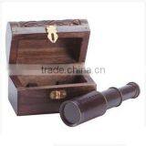 Antique Telescope With Glass Box/ Brass Spy Glass 1146 thumbnail-1