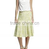 2015 Latest Women Fashion Linen Leaf Print Midi Skirt thumbnail-2